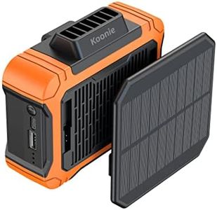Koonie 10000mAh Waist Clip Fan with Solar Panel, 30H Working Time, Personal LED Light, Battery Powered Belt Fan, Strong Airflow, 3 Speeds, Body for Outdoor, Working, Camping, Hiking