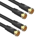 Coaxial Cable 10ft (2 Pack) - Triple Shielded RG6 Coax TV Cable Cord in-Wall Rated Gold Plated Connectors Digital Audio Video with Male F Connector Pin (Black) - 10 Feet