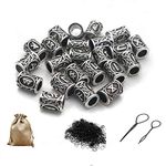 Queta Kit of Rune Viking Beads for Beard and Rubber Bands (CLR: Silver)