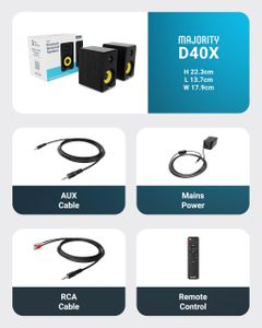 MAJORITY D40X Bluetooth Bookshelf Speakers – Wireless Stereo Audio