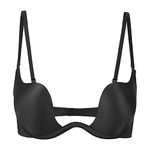 DotVol Push Up Convertible Seamless Underwire Plunge Bra for Women(32A,Black V)