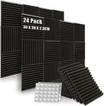 24Pack Sound Proof Panels with Upgraded Adhesive, 12”x 12”x 1” Acoustic Foam Sound absorbing for Podcast Recording Studio Soundproof Wall Acoustic Panels 30x30x2.5cm