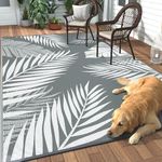 GENIMO Outdoor Rug Waterproof for Patios Clearance, Reversible Outdoor Plastic Straw Camping Rug Carpet, Large Area Rugs Mats for RV, Camper, Deck, Balcony, Porch, Backyard, Beach, Picnic. Leaf