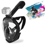 SENTAIMAO Full Snorkel Mask Full Face Snorkel Mask adult with Panoramic View/Anti-fog Anti-leak Design/Sports Camera Mount (black L/XL)