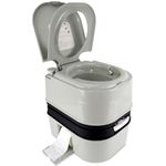 OPL5 Portable Toilet Camping, 6.4 Gallon 24L Piston Pump Flushable Travel Toilet with Level Indicator Anti-Leak Handle Water Pump, Rotating Spout Indoor & Outdoor Toilet for Camping, RV Hiking Fishing
