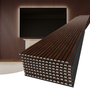 PrimeZone Wood Acoustic Wall Panels - 8 PCS 94.5" x 23.6" 3D Fluted Slat Sound Proof Wall Paneling, Sound Absorbing & Noise Reduction Interior Decor Panels for Living Room, TV Wall, Bedroom, Walnut