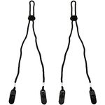 ZYAMY 2pcs Adjustable Hat Strap Clips Black Nylon Cord Strap for Fishing, Golfing, Boating, Sailing and Other Sports, Black, 13in