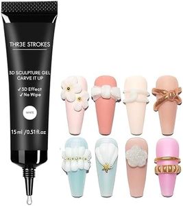 THR3E STROKES 15g 3D Sculpting Gel Nail Glue for Nail Designs and DIY Nail Art - Clear Gel Polish for Drawing, Molding, Sculpture and Decoration (WHITE) (UV/LED LAMP REQUIRED)