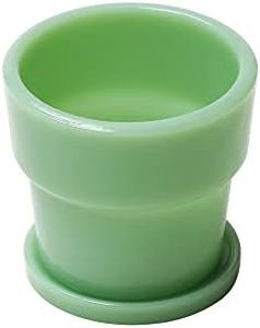 ideaco Glass Flower Pot, No. 3, Diameter 4.5 inches (11.5 cm), Jade Milk Glass Planter Pot 3