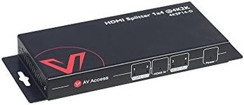 4K HDMI Splitter 1 in 4 Out 1080p 3D, PCM7.1, Dolby TrueHD, DTS-HD Master Audio, Auto EDID, Threaded Power Supply, with Built-in ESD Protection (One Input Four Output AV Access HDMI Distributor 1x4