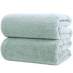 POLYTE Premium Quick Dry Lint Free Microfibre Bath Sheet, Pack of 2 (Light Green, 89x178 cm)