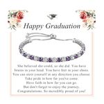 PDTU Graduation Gifts for Her, 2024 Graduation Gifts Silver Tennis Cubic Zirconia Adjustable Bracelet Graduation Presents for Daughter Granddaughter Bestie Friends