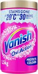 Vanish Gold Oxi Action Stain Remover and Laundry Booster Powder for Colours 1.5 kg, Removes Tough Stains at 20°C in 30 Mins in Just One Wash, Safe on Everyday Fabrics (Packaging May Vary)