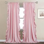 StangH Blush Pink Curtains 84 inch Length,Scalloped Curtains Feminine Decor Nursery Curtain French Country Ruffle Window Drapes for Bedroom/Girls Room, Rod Pocket, Blush Pink, W52 x L84, 2 Panels