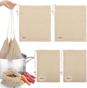 Bomtop Set 4 Malla para Cocer Garbanzos, Bolsa para Coccion, Bolsa para Legumbres Cocción de 2kg y 3kg, Red para Verduras en la olla, Red para Cocinar Alimentos, Reutilizables Red para Cocer Verduras