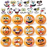 36 Pack Halloween Pumpkin Decorating Stickers Mini Make 36 Small Pumpkin Face Stickers for Halloween Kids Toddlers Party Favors Halloween Treats Stickers Gifts 18 Sheets