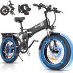 Folding Electric Bike for Adults - 1200W 28MPH Ebike with 48V 15AH 720Wh Battery - 20" x 4.0" 50 Miles - 7-Speed Gears - Beach Mountain Snow Electric Bicycle UL Certified