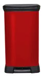 CURVER Metal Effect 70% Recycled Kitchen Pedal Touch Deco Bin 50 Litres - Red