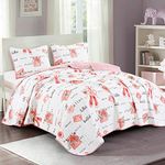 Pink White Ballet Theme Kids Quilt Set Full Size Princess Design Toddler Quilt for Toddler Bed Quilted Ballerina Style Bedspread Coverlet with Pillow Sham (Ballerina, Full)