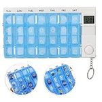 Electronic Pill Timer Reminder Dispenser 7 Day Pill Case, Electronic Pill Timer Reminder Automatic Medication Reminder Dispenser Pill Storage Box (Blue)