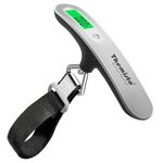 Themisto TH-WS09 Digital Travel Luggage Scale, 50kg Capacity, Tare & Hold Functions, Silver