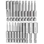 Gasea 20pcs Hex Head Allen Wrench Drill Bit Set 2.3" Long 1/4" Shank Quick Release Magnetic Screwdriver Bits Set (10pc Metric + 10pc SAE)