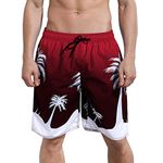 MILANKERR Men's Swim Trunk (Coconut Trees) (Red Coconut Trees, Medium(32"-34"))