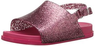 mini melissa Baby Girl's Mini Beach Slide Sandal (Toddler/Little Kid) Pink Glitter 5 M US Toddler