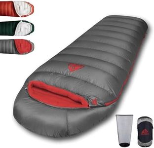 BUERTS Down Sleeping Bags for Adults, Premium 680FP Down Fill Backpacking Sleeping Bag for Cold Weather for Camping, Hiking and Traveling, Comes with Compression Sack (Gray 0°F)