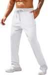 COOFANDY Men's Jogger Sweatpants Cotton Yoga Pants Casual Trousers Lounge Pants White