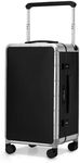 ROAMING 24 Inch Check Luggage Durable All Aluminum Hard Shell Suitcase with Wide Handle Zipperless with 360 Spinner Wheels, TSA Lock Smart Organizational Pockets for Business Travel Silver Black