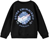 Minecraft Axolotl Doing Swimmingly Boy's Black Sweatshirt-Small