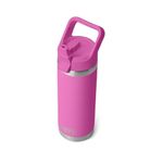YETI Rambler 18 oz Bottle, Vacuum Insulated, Stainless Steel with Color Matching Straw Cap, Wildflower Fuchsia