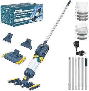 Vucaki 5-in-1 Handheld Pool Vacuum with 10.8FT Telescopic Pole – 14" Wheel Vacuum Head, 18.9GPM Suction, 70Min Runtime, Heavy Duty Pool Vacuum Cleaner for Inground & Above Ground Pools and Spas