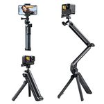 TELESIN Flexible Selfie Tripod Mount for GoPro Phones, Multiple Way Pivot Arm Stabilizer Extension Stick Pole Monopod Handle Grip for Go Pro Max Hero 12 11 9 8 7 6 5 Insta360 DJI Action Accessories