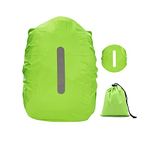 Waterproof Backpack Cover with Reflective, 15L-25L Rucksack Rain Cover with Storage bag, Rainproof Rucksack Cover for Hiking Camping Traveling Cycling (Green, S)