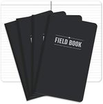 Elan Publishing Company Field Notebook/Journal - 5"x8" - Black - Lined Memo Book - Pack of 4