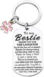 Bestie Best Friends Gifts Keychain for Women Girls Flower Key Chain for BFF Best Friend Friendship Gift Keychains for Women Friends Christmas Birthday Gifts for Soul Sister