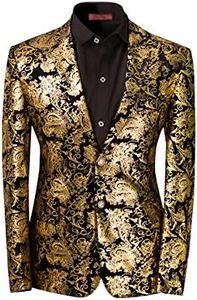 Men's luxury Casual Dress Suit Slim Fit Stylish Blazer Golden Large