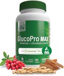 Health Thru Nutrition GlucoPro Max - with 1,500mg Berberine, Chrominex + Chromium, and 1,000mg Cinnamon | Vegan, Non-GMO, Gluten Free | Pack of 180