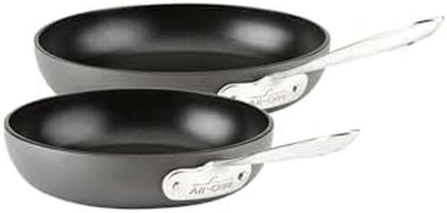 All-Clad HA1 Hard Anodized Non Stick Fry Pan Set 2 Piece, 8, 10 Inch, Induction, Oven Broiler Safe 500F, Pots and Pans Set, Kitchen Frying Pans, Skillets, Premium Cookware, Home, Dishwasher Safe Black