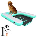 Inflatable Dog Floating Ramp Boat Dock Raft Ladder Water Stairs Sports Platform Swimming Pool Pets On Water Ladder Steps Green 4ft x 3ft x 4in