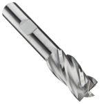 Niagara Cutter N52206 Cobalt Steel Square Nose End Mill, Inch, Weldon Shank, Uncoated (Bright) Finish, Finishing Cut, 30 Degree Helix, 4 Flutes, 3.625" Overall Length, 0.750" Cutting Diameter, 0.500" Shank Diameter