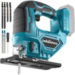 Cordless Jigsaw for Makita 18V Battery (Battery Not Included) Cordless Jig Saw with LED Work Light, 0°-45°Bevel Cuts, 3 Orbital Settings for Straight/Curve/Bevel/Circle Cutting
