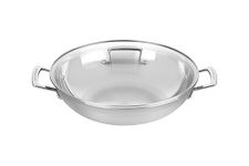 LE CREUSET 3-Ply Stainless Steel Wok with Glass Lid, for All Hob Types, 4.3 Litre, 30 cm, 96101130000000