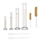 Thick Glass Graduated Measuring Cylinder Set 5ml 10ml 50ml 100ml Glass with 2 Plastic Graduated Dropper 2 Brushes