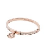 Michael Kors Stainless Steel and Pavé Crystal MK Logo Bangle Bracelet for Women, Color: Rose Gold (Model: MKJ5978791)