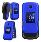 Ailiber Case for Alcatel Go Flip 4(4056W)/TCL Flip 2 2022(T408DL)/TCL Go Flip 2/TCL Flip(4058E)/TCL Classic, Swivel Belt Clip Holster with Kickstand, Full Body Shockproof Phone Cover for Go Flip2-Blue