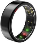 POBOVi Smart Ring - Sleep/Stress/HR Tracker - Size First with Sizing Kit - Up 5-7 Days Battery Life - Using Wireless Charging Case - No APP Subscription - iOS/Android Compatible (Black, Size 7)