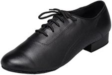 Minishion Men's TH173 Lace-up Comfortable Black Leather Wedding Ballroom Latin Taogo Dance Shoes US 11.5